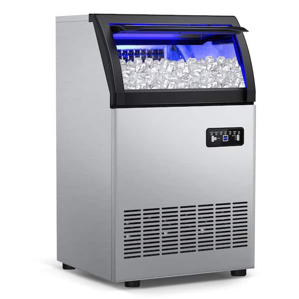 19 in. 200 lb. /Day Freestanding Ice Maker in Stainless Steel with Full-Size Cube Production for Homebar & Entertainment