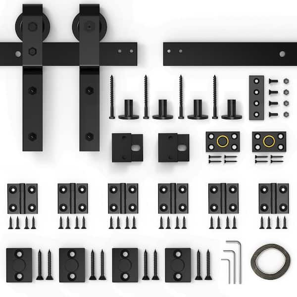 WINSOON 60 in. Bi-Fold Sliding Barn Door Hardware Track Kit for 4 Closet Door, Support for Top Mount and Side Mount