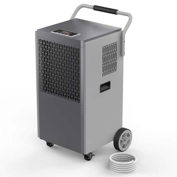 190 pt. 8,000 sq.ft. Bucketless Commercial Dehumidifier for Basement in Gray, Drain Hose,10%-95%RH Adjustable Humidistat
