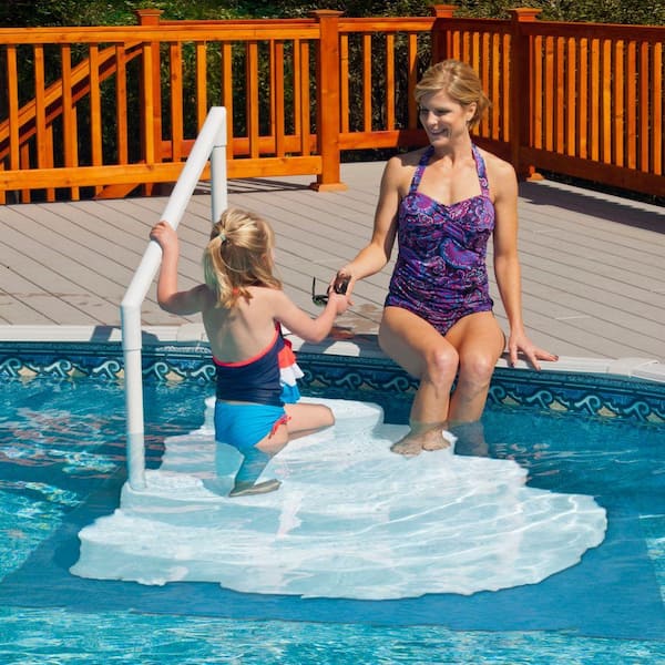 Blue Wave White Wedding Cake Above Ground Pool Step with Liner Pad