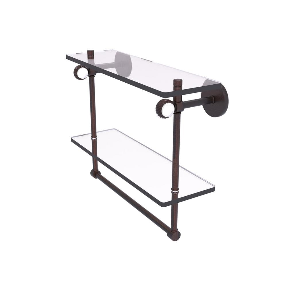 Clearview Collection 16 in. Double Glass Shelf with Towel Bar and Twisted Accents in Venetian Bronze price history on PriceWatchPro