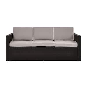 Palm Harbor Wicker Outdoor Sofa with Grey Cushions