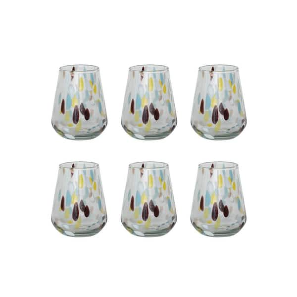 Storied Home 12.5 fl. oz. Blown Confetti Multicolor Glass Drinking Glass, (Set of 6)