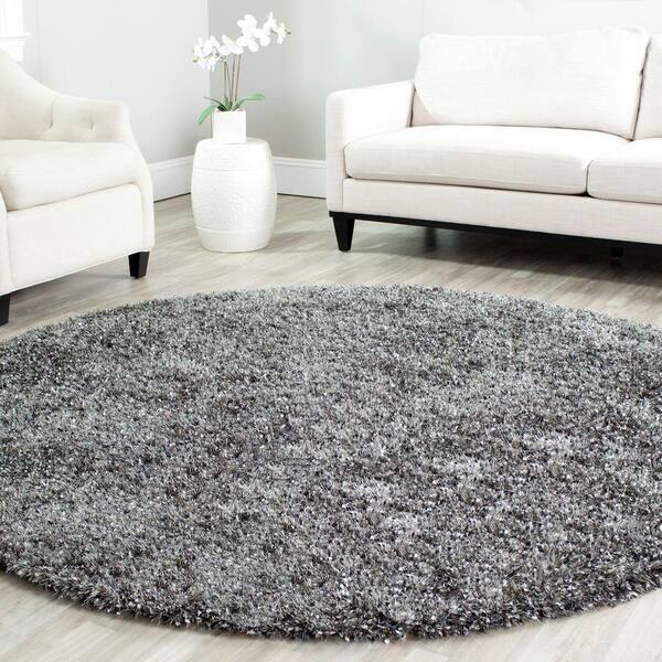 SAFAVIEH Malibu Shag Charcoal 5 ft. x 5 ft. Round Solid Area Rug MLS431C-5R  - The Home Depot