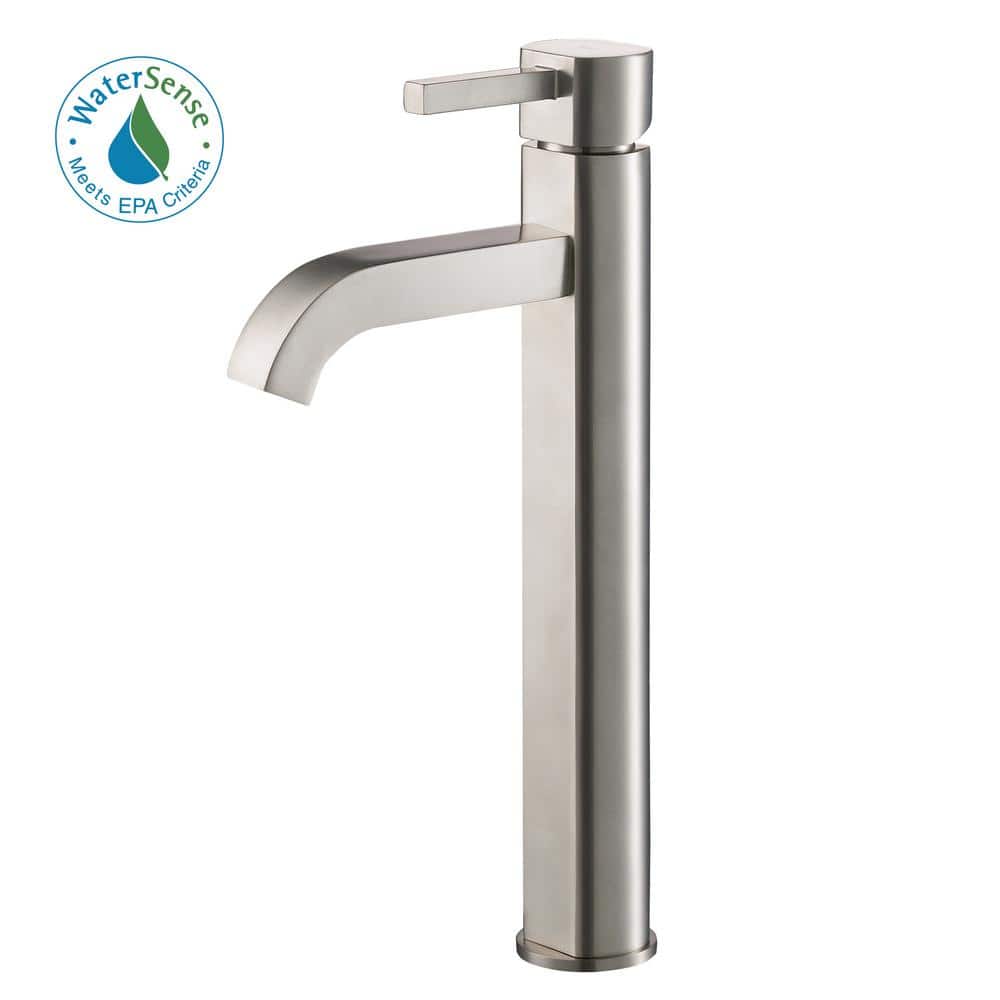 Satin Nickel Tall Vessel Single Hole Bathroom Faucet