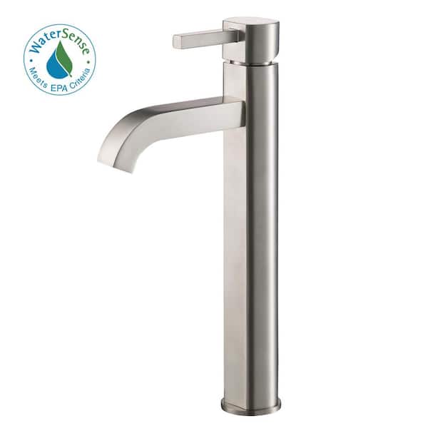KRAUS Ramus Single Hole Single-Handle Vessel Bathroom Faucet in Satin Nickel