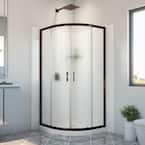 33 in. D x 33 in. W x 78-3/4 in. H Semi Frameless Corner Shower Enclosure Base and White Wall Kit in Oil Rubbed Bronze