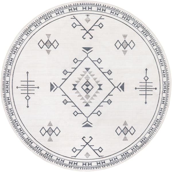nuLOOM Evalyn Machine Washable Cream 6 ft. x 6 ft. Southwestern Motif Area Rug