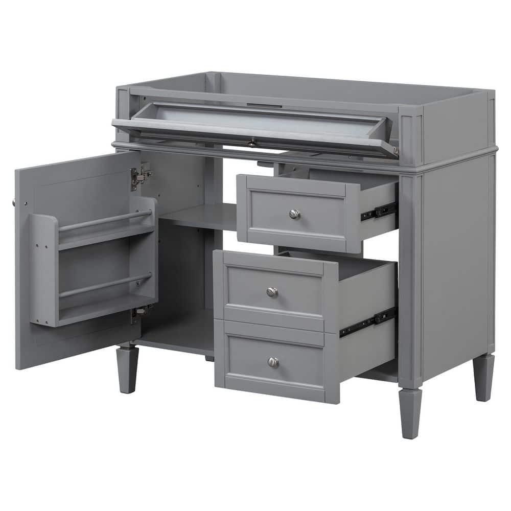 35.74 in. W x 17.87 in. D x 33 in. H Bath Vanity Cabinet without Top in Gray with 2-Drawers and a Tip-out Drawer price history on PriceWatchPro