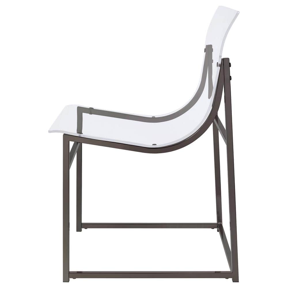 Adino Clear Acrylic and Black Nickel Side Chairs Set of 2