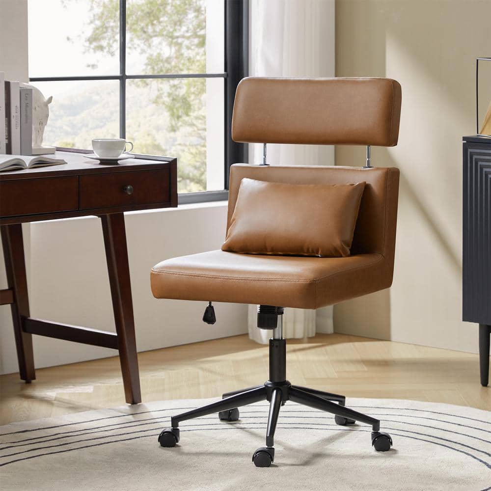 JAYDEN CREATION Ruby Faux Leather Ergonomic Office Chair in Camel