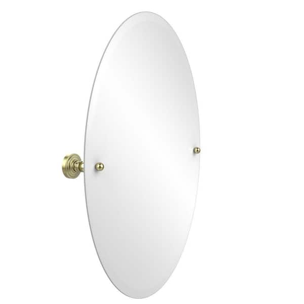 Allied Brass Waverly Place Collection 21 in. x 29 in. Frameless Oval Single Tilt Mirror with Beveled Edge in Satin Brass