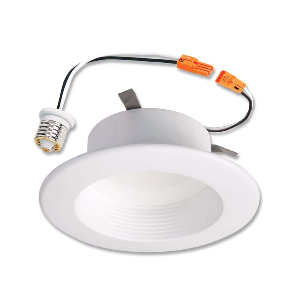 Halo RL 4 in. White Integrated LED Recessed Ceiling Light Fixture Retrofit Baffle Trim with 90 CRI, 2700K Warm White -  RL460WH927