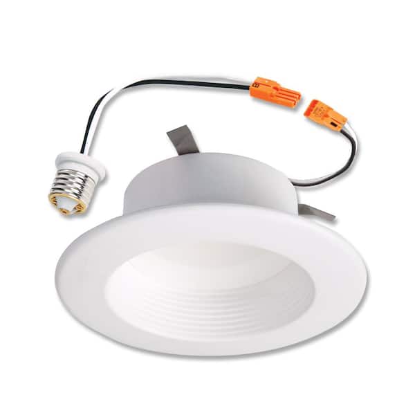 HALO RL 4 in. White Integrated LED Recessed Ceiling Light Fixture Retrofit Baffle Trim with 90 CRI, 2700K Warm White