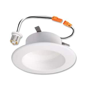 RL 4 in. 3000K Integrated LED Retrofit White Recessed Ceiling Light Fixture Baffle Trim with 90 CRI, Soft White