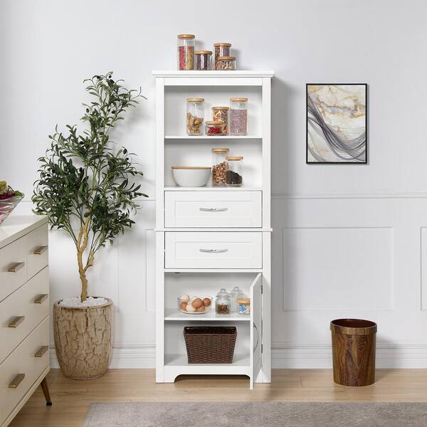 FUNKOL 23.63 in. L x 11.82 in. W x 60 in. H in Gray Ready to Assembly MDF Rectangle Base Kitchen Cabinet