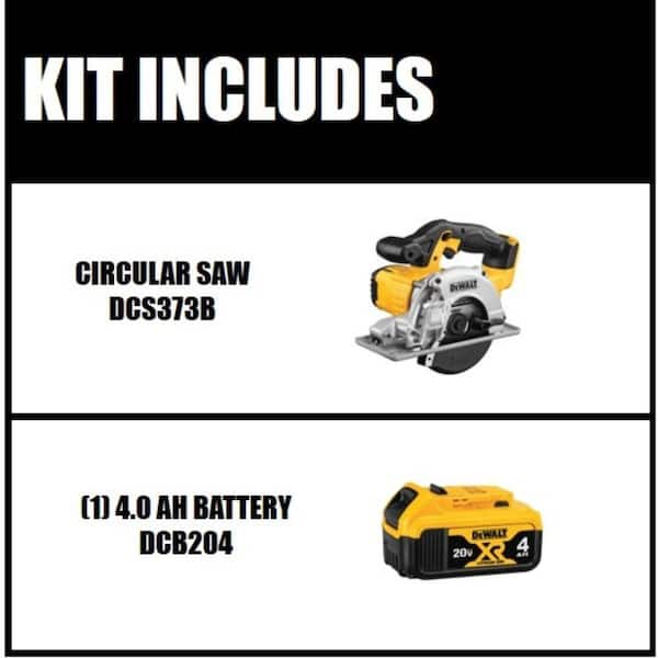DEWALT 20V MAX Cordless 5-1/2 in. Metal Cutting Circular Saw and (1) 20V MAX  XR Premium Lithium-Ion 4.0Ah Battery DCS373BW204 The Home Depot