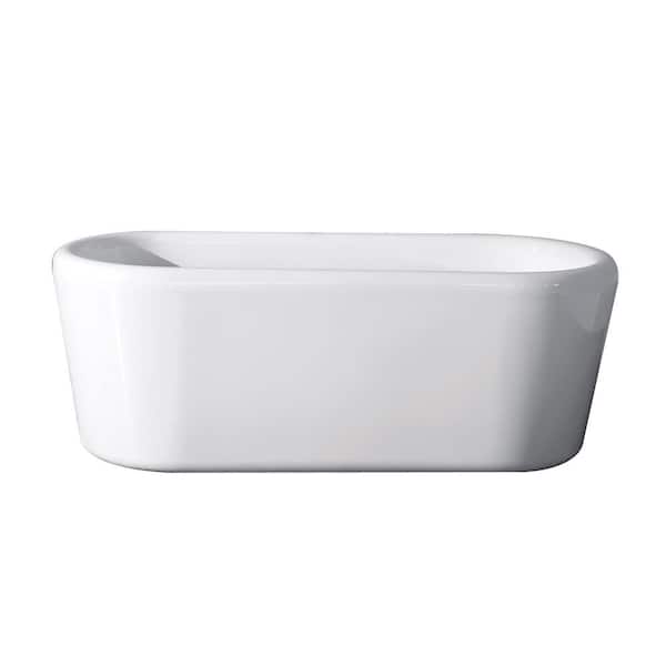 JimsMaison 68 in. Acrylic Flatbottom Double Slipper Non-Whirlpool Bathtub in White