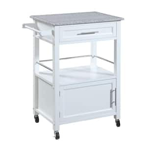 Mitchell White Kitchen Cart With Storage