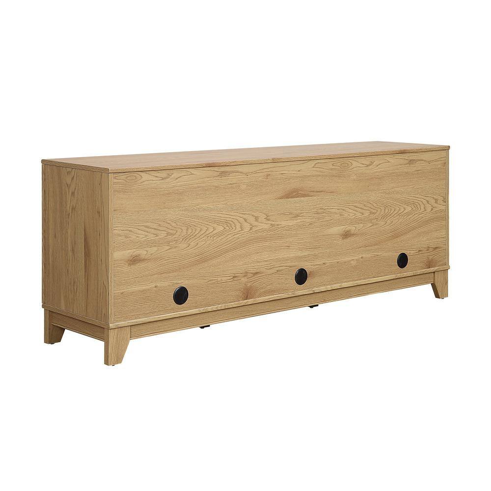 Sheridan Natural Cane and Wood TV Stand with Cabinets