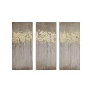 Anky 3-Piece Framed Art Print 35 in. x 15 in. Gold Foil Abstract Canvas Wall Art Set