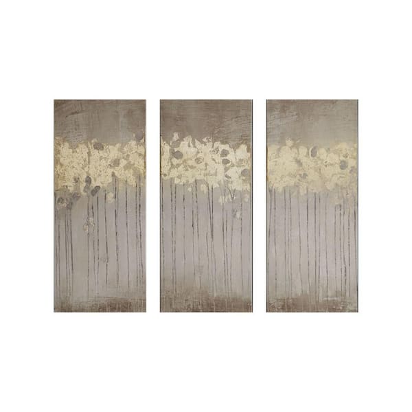 Miscool Anky 3-Piece Framed Art Print 35 in. x 15 in. Gold Foil Abstract Canvas Wall Art Set