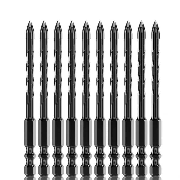 Angel Sar 10 Pcs 1 4 in. Strength Carbide Masonry Drill Bit Set Multifunction Cement Concrete Drill Bit Set for Glass Brick Tile ZY01IC43 The Home Depot