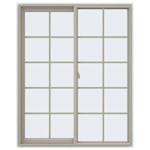 47.5 in. x 59.5 in. V-2500 Series Desert Sand Vinyl Left-Handed Sliding Window with Colonial Grids/Grilles
