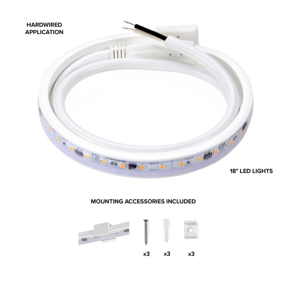 Maxxima 18" White PVC LED Under Cabinet Strip Light