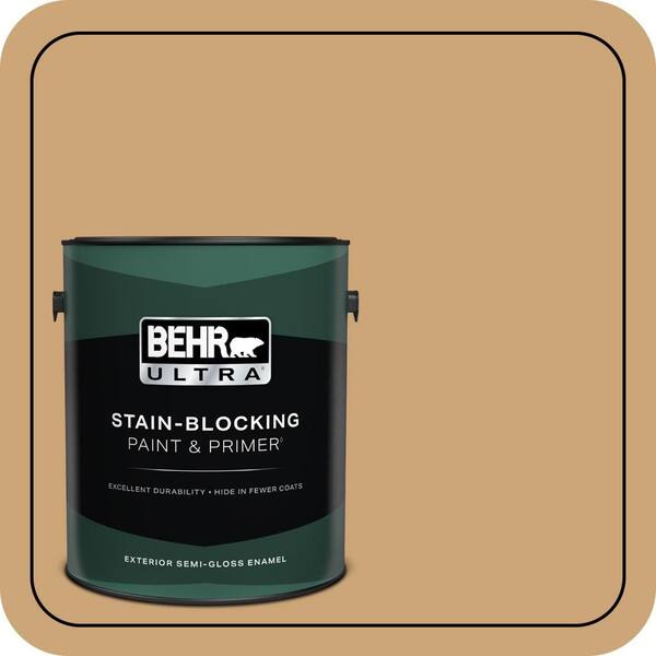 BEHR ULTRA 1 gal. Home Decorators Collection #HDC-AC-13 Butter Nut Semi-Gloss Enamel Exterior Paint & Primer