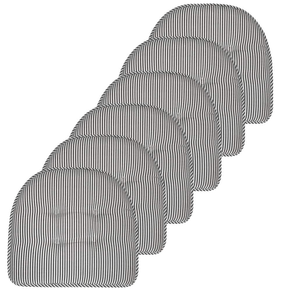 Pinstripe Memory Foam 17 in. x 16 in. U-Shaped Non-Slip Indoor/Outdoor Chair Seat Cushion Charcoal (6-Pack) price history on PriceWatchPro
