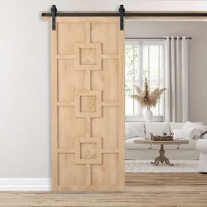 36 in. x 84 in. Mod Squad Unfinished Wood Sliding Barn Door with Hardware Kit
