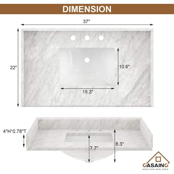 37-in Ariston Natural Marble Bathroom Vanity Top