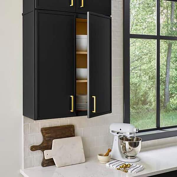 Leyton 30 in. W x 12 in. D x 42 in. H Ready to Assemble Plywood Slim Shaker Wall Kitchen Cabinet in Raven Black