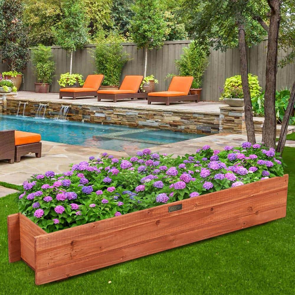 36 Inch Brown Wooden Rectangular Flower Planter Box