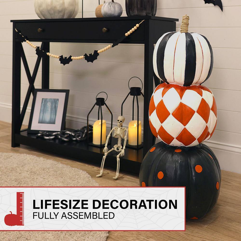 Freestanding Lighted Resin Pumpkin Trio Topiary for Halloween