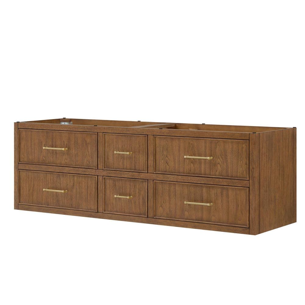 Isola WM 71 in. Wall-Mounted Bath Vanity Cabinet without Top in Toasted Walnut with Satin Bronze Trim price history on PriceWatchPro