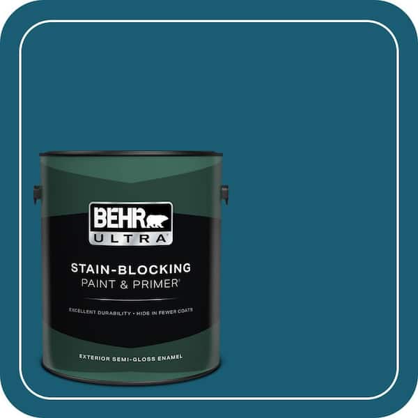 BEHR ULTRA 1 gal. #540D-7 Deep Blue Sea Semi-Gloss Enamel Exterior Paint & Primer