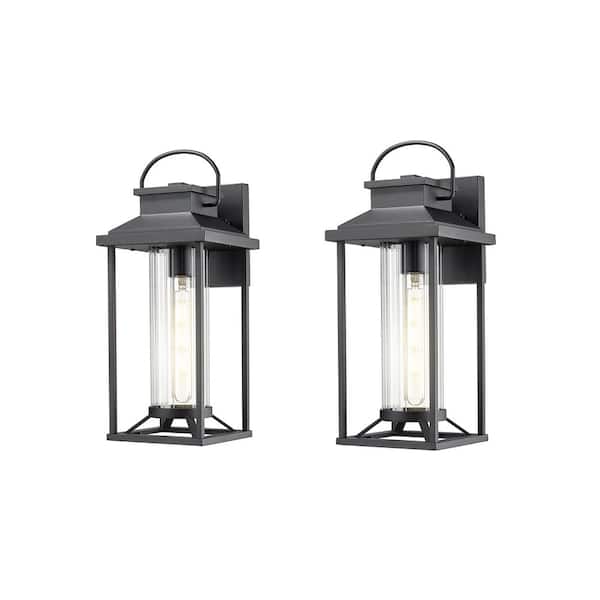 17 in. Black Outdoor Wall Sconce, Waterproof Anti-Rust Aluminum Exterior Light Fixture for Porch or Garage (No Bulb)