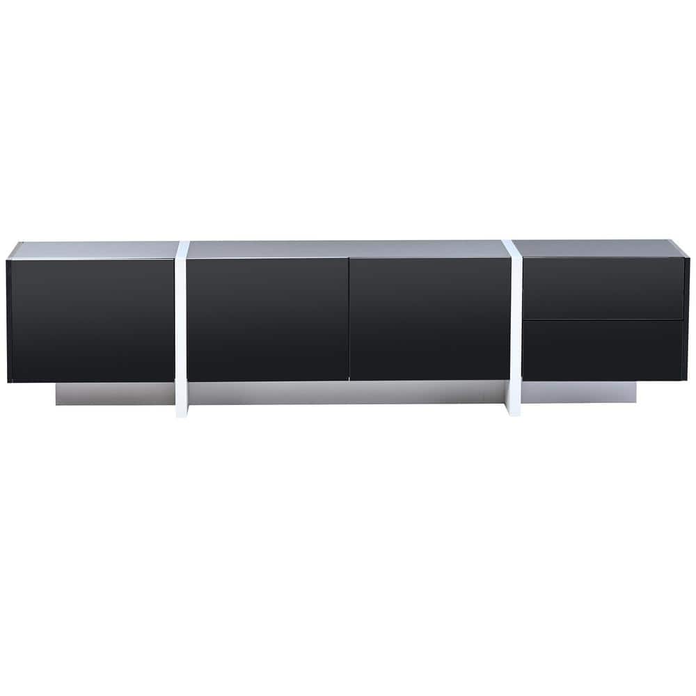 74.8 in. W x 13.7 in. D x 17.7 in. H Black Linen Cabinet with TV Stand for 
