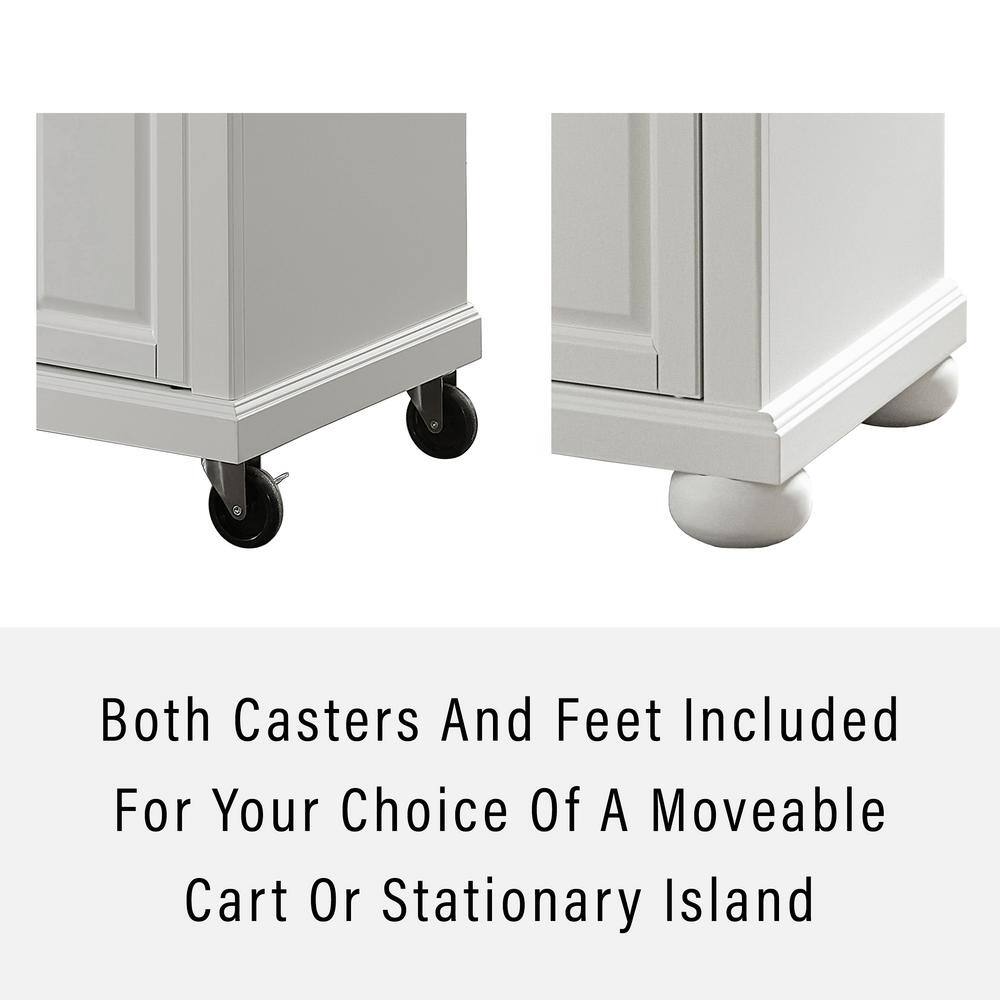 White and Natural Wood Kitchen Island Cart with Turned Legs