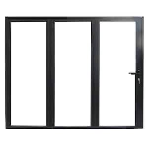 Teza 85 Series 120 in. x 96 in. Matte Black Right to Left Folding Aluminum Bi-Fold Patio Door