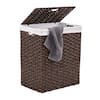 Seville Classics Lidded Rectangular Tan Collapsible Plastic Wicker Laundry  Hamper Basket with Washable Liner WEB655 - The Home Depot