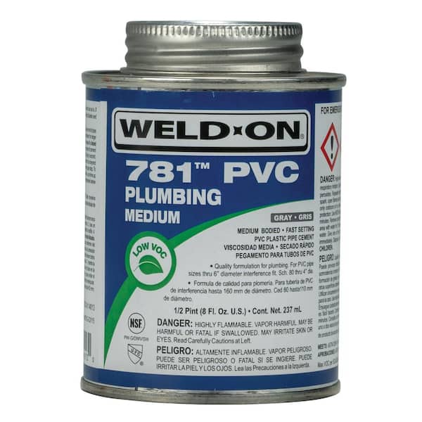 Weld-On 781 Low VOC 8 oz. Medium-Bodied PVC Cement, Gray, Half Pint (8 oz.)