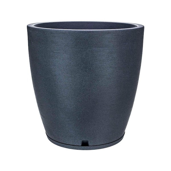 FLORIDIS Amsterdan X-Large Dark Grey Plastic Resin Indoor and Outdoor Planter Bowl