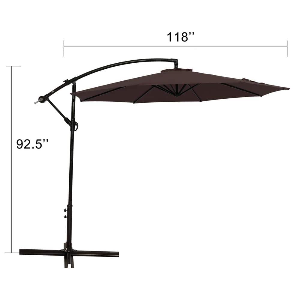 10 ft. Powder-Coated Aluminum Market Patio Umbrella in Coffee