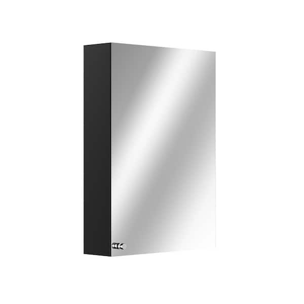 Modern 20 in. W x 27 in. H Black Frameless Rectangular Iron Medicine Cabinet with Mirror