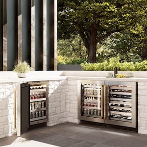 Autograph Edition Touchstone 24 in. Dual Zone 44-Bottle Wine Cooler with Glass Door and Polished Gold Handle