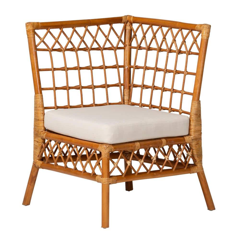 Adora Honey Rattan and Rubberwood 4-Piece Dining Nook Set