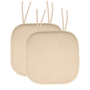 Honeycomb Memory Foam Square 16 in. x 16 in. Non-Slip Back Chair Cushion with Ties, Linen (2-Pack)